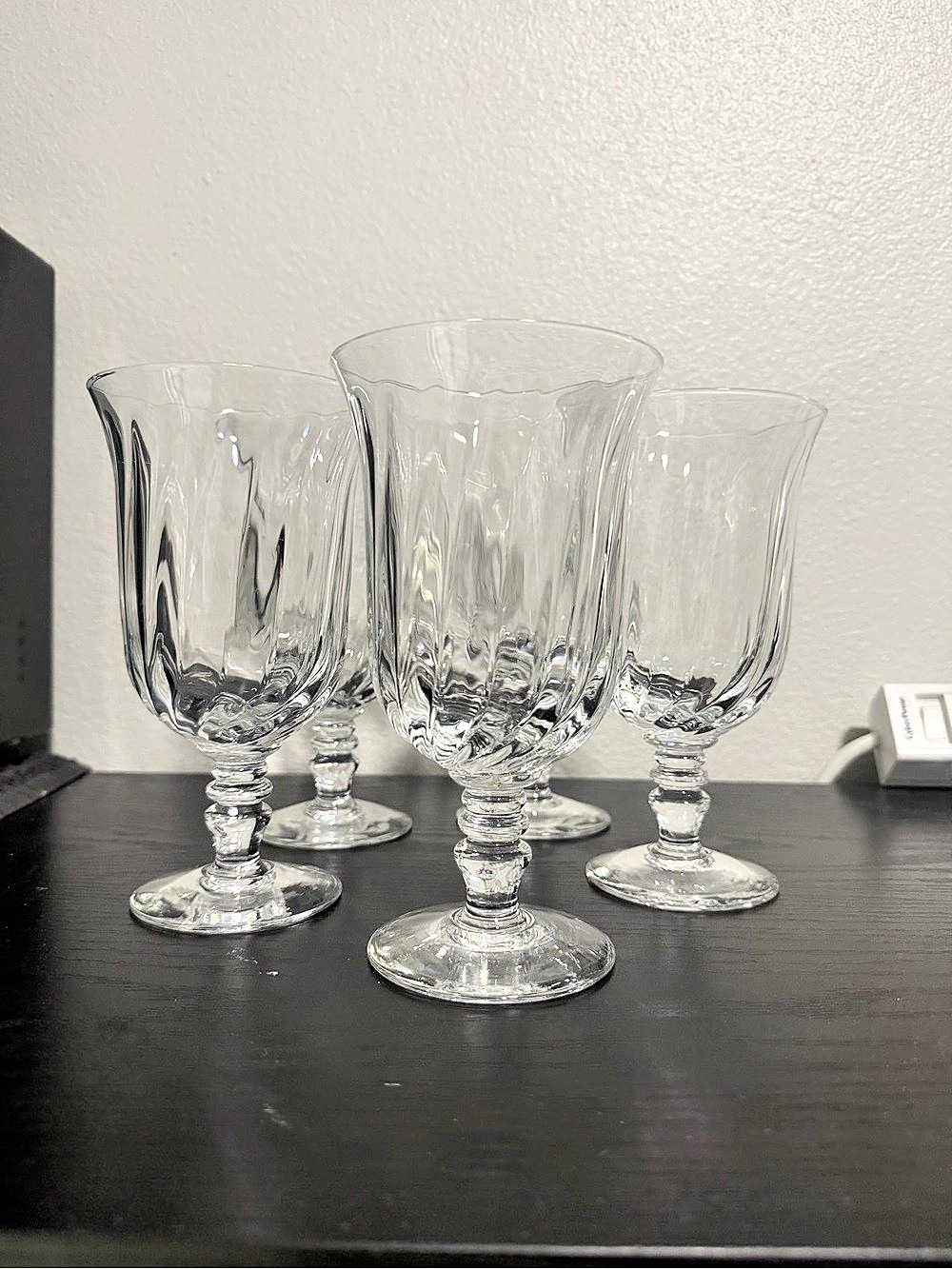 Clear Crystal-Style Goblets Set of 5